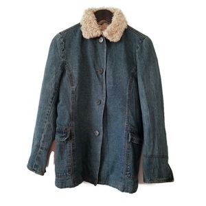 Esprit Sherpa lined Y2K denim jacket oversized fit